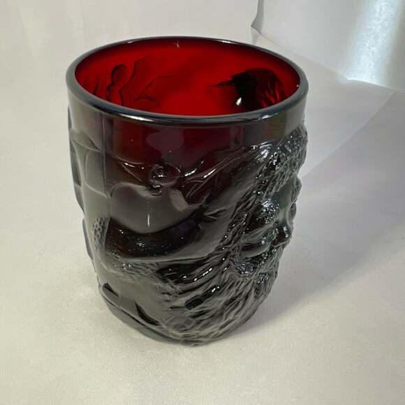 Vintage Arcoroc Red Glass Mug Coffee Cup Santa Claus France - Picture 5 of 7